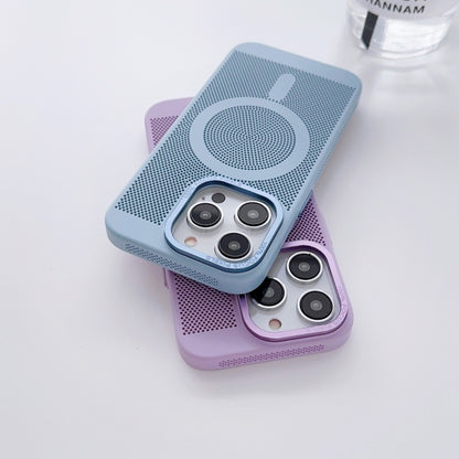 For iPhone 12 Pro Max Grid Cooling MagSafe Magnetic Phone Case(Grey Blue) - iPhone 12 Pro Max Cases by buy2fix | Online Shopping UK | buy2fix