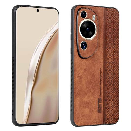 For Huawei P60 Art AZNS 3D Embossed Skin Feel Phone Case(Brown) - Huawei Cases by AZNS | Online Shopping UK | buy2fix