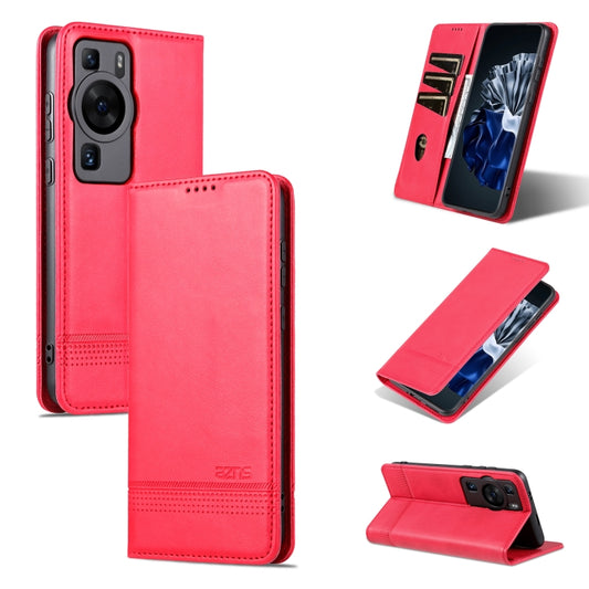 For Huawei P60 / P60 Pro AZNS Magnetic Calf Texture Flip Leather Phone Case(Red) - Huawei Cases by AZNS | Online Shopping UK | buy2fix