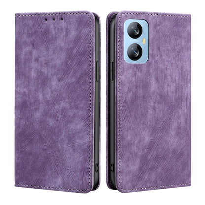 For Blackview A52 RFID Anti-theft Brush Magnetic Leather Phone Case(Purple) - More Brand by buy2fix | Online Shopping UK | buy2fix