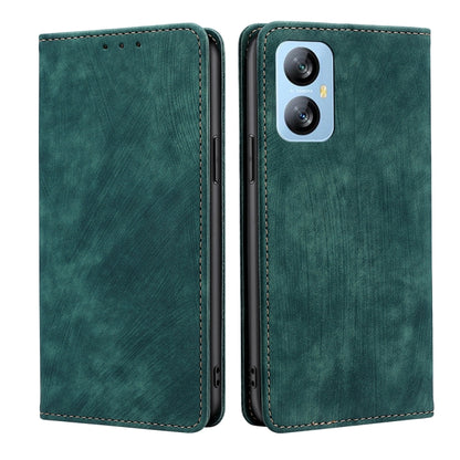 For Blackview A52 RFID Anti-theft Brush Magnetic Leather Phone Case(Green) - More Brand by buy2fix | Online Shopping UK | buy2fix