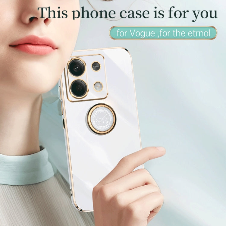 For Xiaomi Redmi Note 13 5G XINLI Straight Edge 6D Electroplate TPU Phone Case with Ring Holder(Mint Green) - Note 13 Cases by XINLI | Online Shopping UK | buy2fix