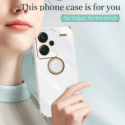 For Xiaomi Redmi Note 13 Pro+ XINLI Straight Edge 6D Electroplate TPU Phone Case with Ring Holder(Mint Green) - Note 13 Pro+ Cases by XINLI | Online Shopping UK | buy2fix