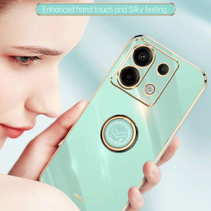 For Xiaomi Redmi Note 13 Pro XINLI Straight Edge 6D Electroplate TPU Phone Case with Ring Holder(Mint Green) - Note 13 Pro Cases by XINLI | Online Shopping UK | buy2fix