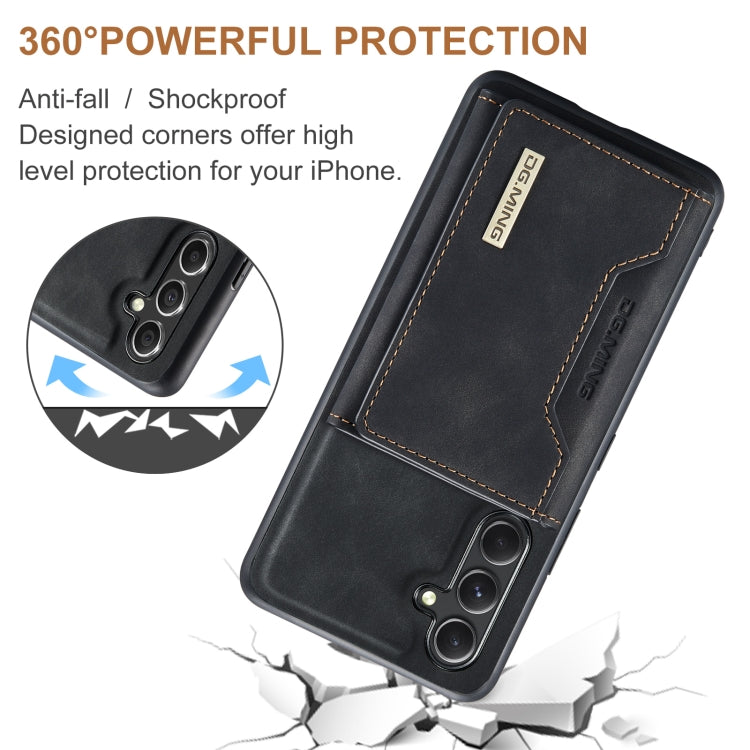 For Samsung Galaxy A35 5G DG.MING M2 Series 3-Fold Multi Card Bag + Magnetic Phone Case(Black) - Galaxy Phone Cases by DG.MING | Online Shopping UK | buy2fix