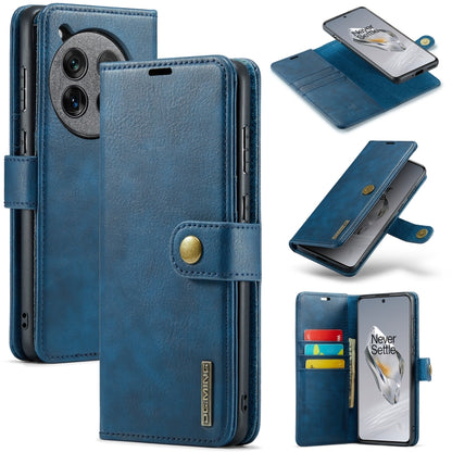 For OnePlus 12 DG.MING Crazy Horse Texture Detachable Magnetic Leather Case(Blue) - OnePlus Cases by DG.MING | Online Shopping UK | buy2fix