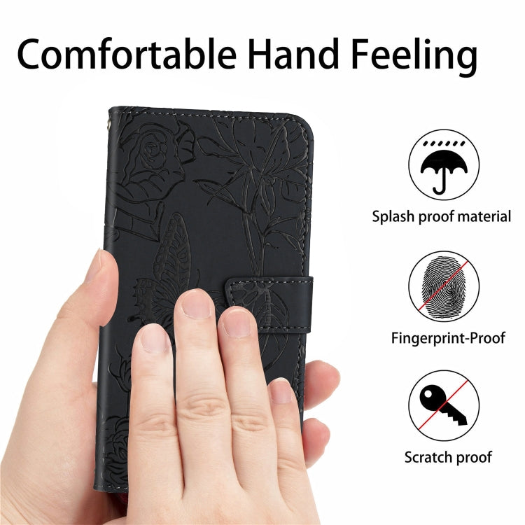 For Xiaomi Redmi Note 13 Pro 4G Global Skin Feel Butterfly Embossed Flip Leather Phone Case(Black) - Note 13 Pro Cases by buy2fix | Online Shopping UK | buy2fix