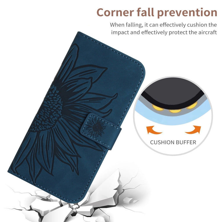 For Xiaomi Redmi 12 5G Skin Feel Sun Flower Embossed Flip Leather Phone Case with Lanyard(Inky Blue) - Xiaomi Cases by buy2fix | Online Shopping UK | buy2fix