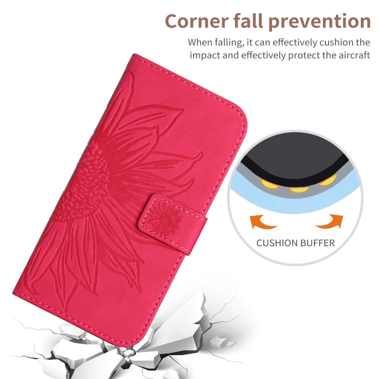 For Xiaomi 14 Skin Feel Sun Flower Embossed Flip Leather Phone Case with Lanyard(Rose Red) - 14 Cases by buy2fix | Online Shopping UK | buy2fix