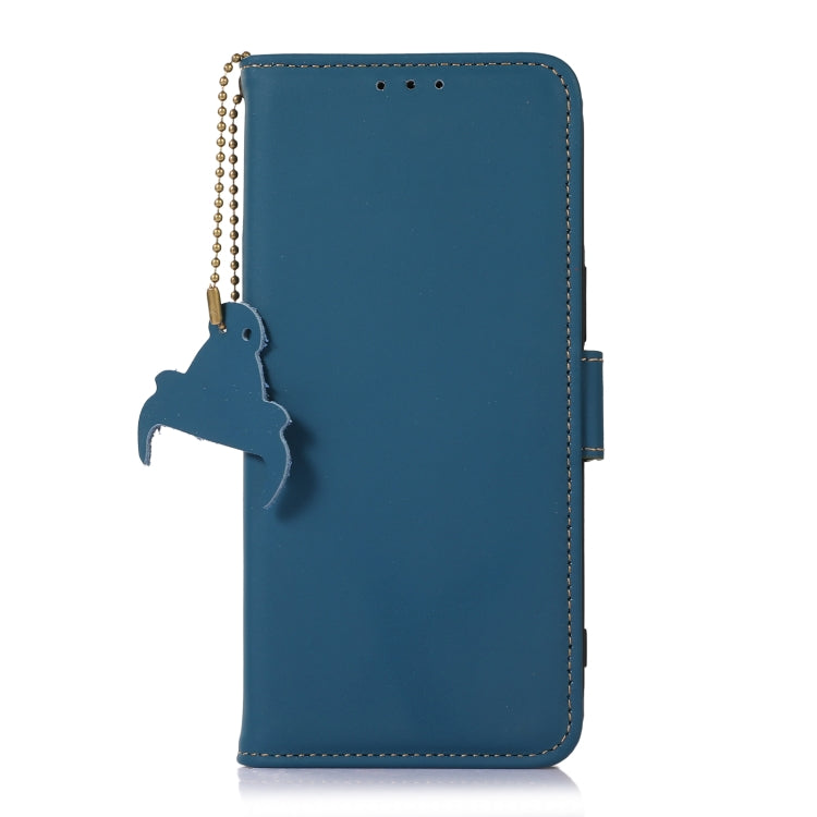 For Xiaomi Redmi Note 13 4G Genuine Leather Magnetic RFID Leather Phone Case(Blue) - Note 13 Cases by buy2fix | Online Shopping UK | buy2fix