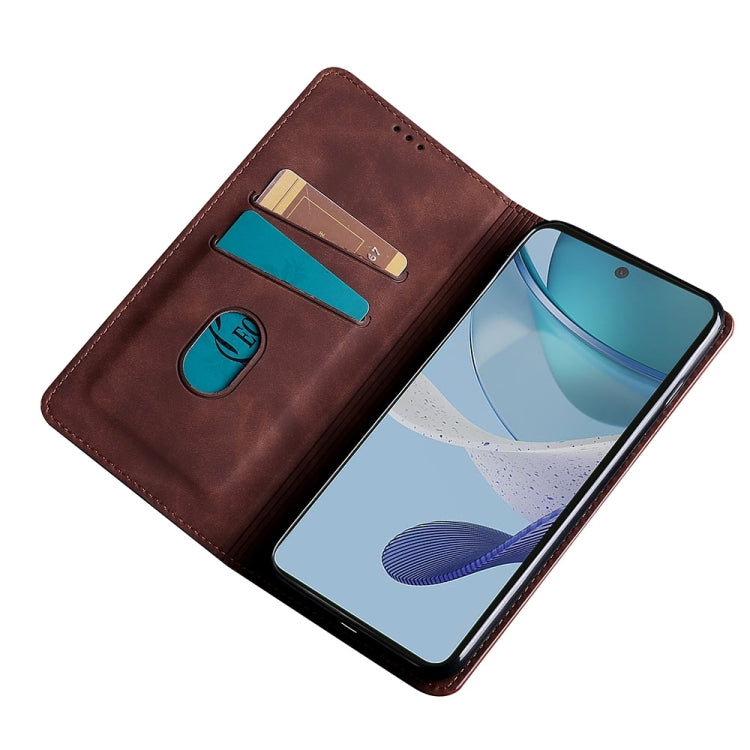 For Realme GT Neo5 SE Skin Feel Magnetic Leather Phone Case(Dark Brown) - Realme Cases by buy2fix | Online Shopping UK | buy2fix