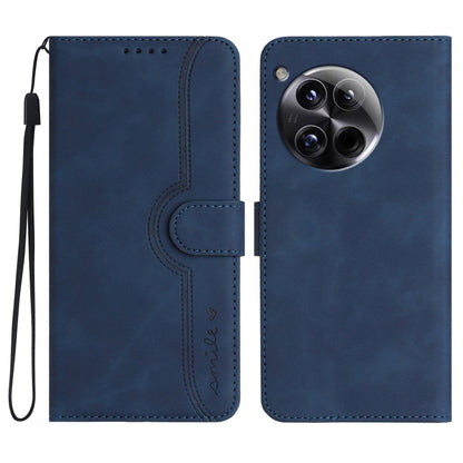 For OnePlus 12 Heart Pattern Skin Feel Leather Phone Case(Royal Blue) - OnePlus Cases by buy2fix | Online Shopping UK | buy2fix