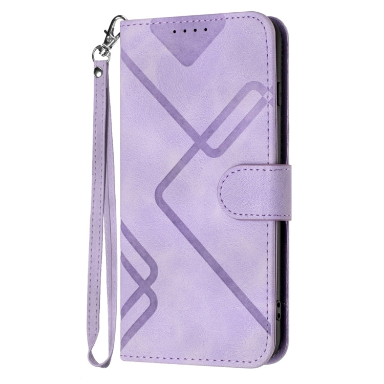 For iPhone 16 Pro Max Line Pattern Skin Feel Leather Phone Case(Light Purple) - iPhone 16 Pro Max Cases by buy2fix | Online Shopping UK | buy2fix