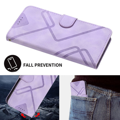 For iPhone 16 Line Pattern Skin Feel Leather Phone Case(Light Purple) - iPhone 16 Cases by buy2fix | Online Shopping UK | buy2fix