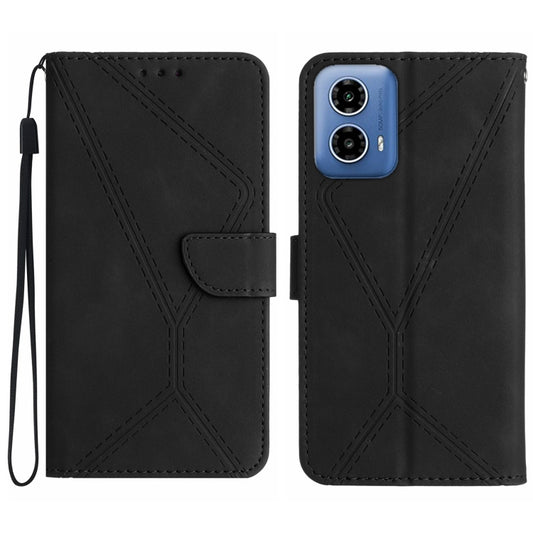 For Motorola Moto G Stylus 5G 2024 Stitching Embossed Leather Phone Case(Black) - Motorola Cases by buy2fix | Online Shopping UK | buy2fix