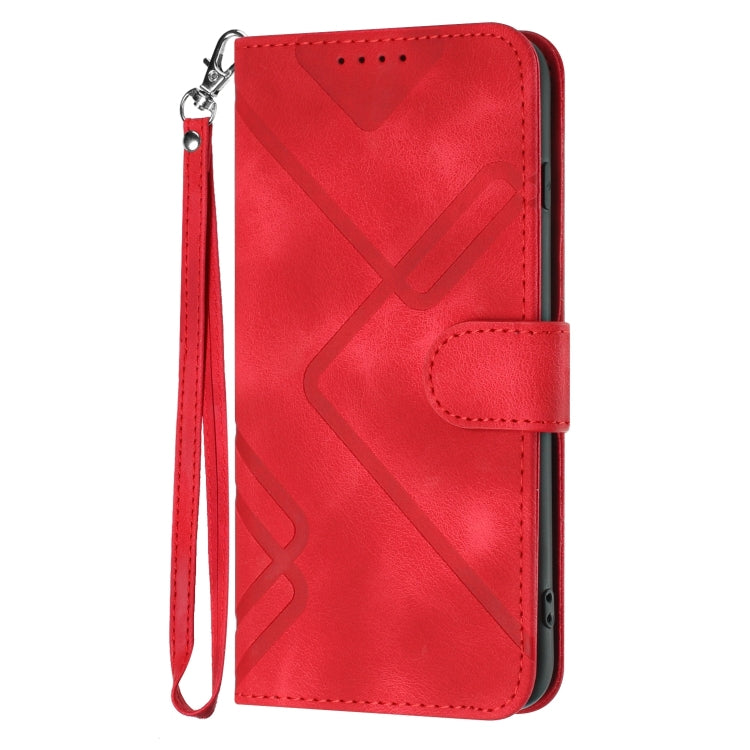 For Xiaomi Redmi Note 13 Pro 4G Line Pattern Skin Feel Leather Phone Case(Red) - Note 13 Pro Cases by buy2fix | Online Shopping UK | buy2fix