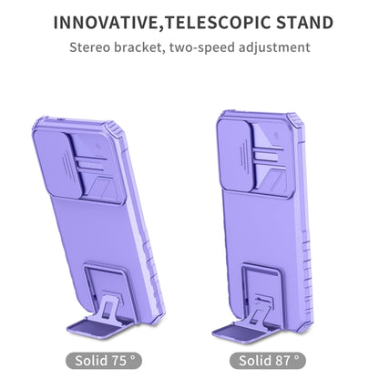 For Samsung Galaxy S24 5G Stereoscopic Holder Sliding Camshield Phone Case(Purple) - Galaxy S24 5G Cases by buy2fix | Online Shopping UK | buy2fix