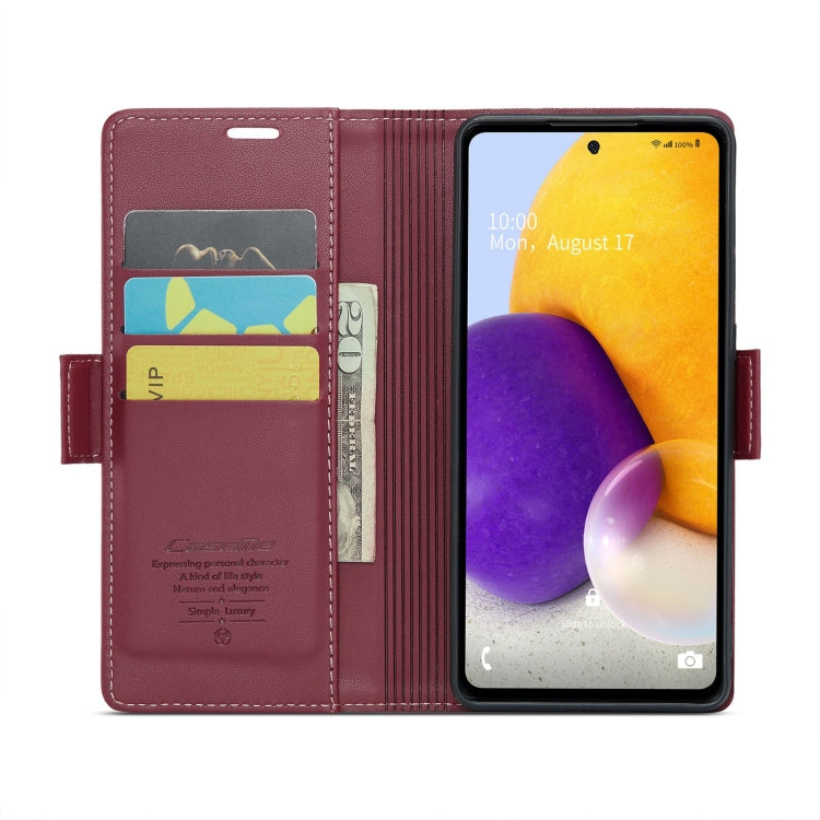 For Samsung Galaxy A72 CaseMe 023 Butterfly Buckle Litchi Texture RFID Anti-theft Leather Phone Case(Wine Red) - Galaxy Phone Cases by CaseMe | Online Shopping UK | buy2fix