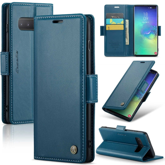 For Samsung Galaxy S10+ CaseMe 023 Butterfly Buckle Litchi Texture RFID Anti-theft Leather Phone Case(Blue) - Galaxy Phone Cases by CaseMe | Online Shopping UK | buy2fix