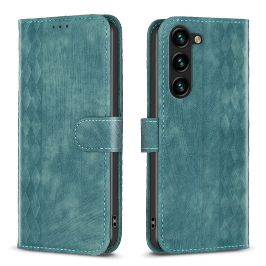 For Samsung Galaxy S23+ 5G Plaid Embossed Leather Phone Case(Green) - Galaxy S23+ 5G Cases by buy2fix | Online Shopping UK | buy2fix
