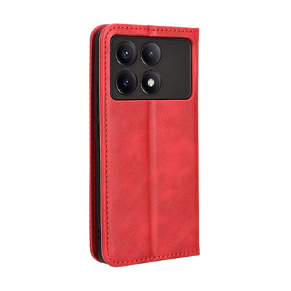 For Xiaomi Redmi K70E / Poco X6 Pro Magnetic Buckle Retro Texture Leather Phone Case(Red) - K70E Cases by buy2fix | Online Shopping UK | buy2fix