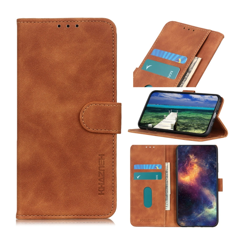 For Xiaomi Redmi 12 4G KHAZNEH Retro Texture Flip Leather Phone Case(Brown) - Xiaomi Cases by buy2fix | Online Shopping UK | buy2fix