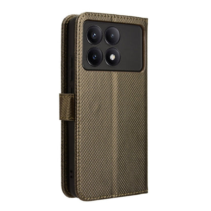 For Xiaomi Redmi K70 / K70 Pro Diamond Texture Leather Phone Case(Brown) - K70 Pro Cases by buy2fix | Online Shopping UK | buy2fix