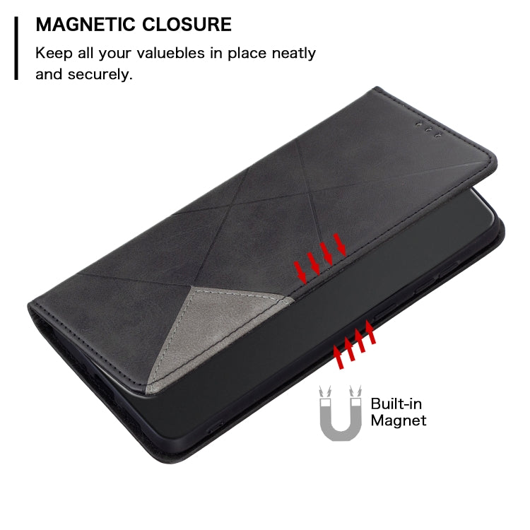 For Xiaomi 13T / 13T Pro / Redmi K60 Ultra Rhombus Texture Magnetic Leather Phone Case(Black) - Redmi K60 Ultra Cases by buy2fix | Online Shopping UK | buy2fix