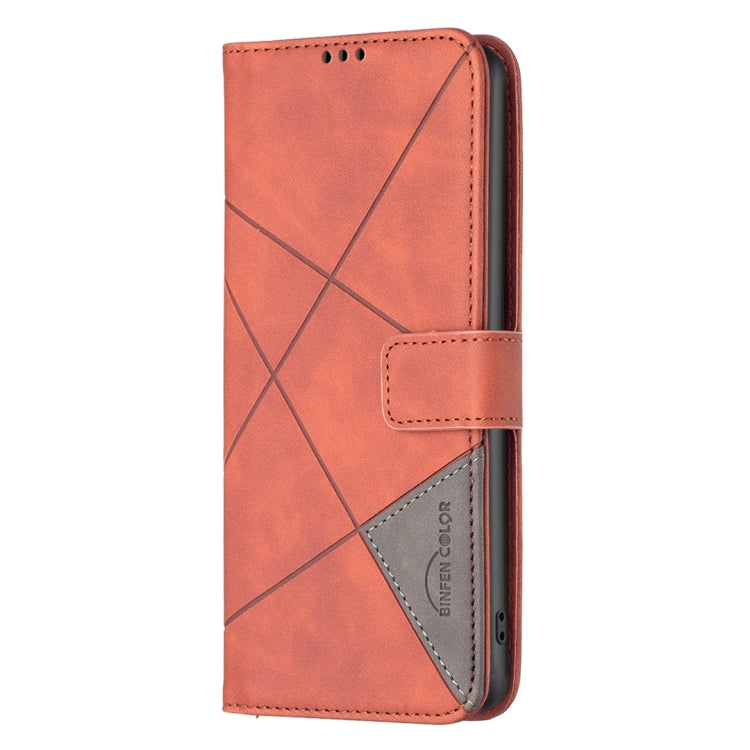 For Google Pixel 9 Magnetic Buckle Rhombus Texture Leather Phone Case(Brown) - Google Cases by buy2fix | Online Shopping UK | buy2fix