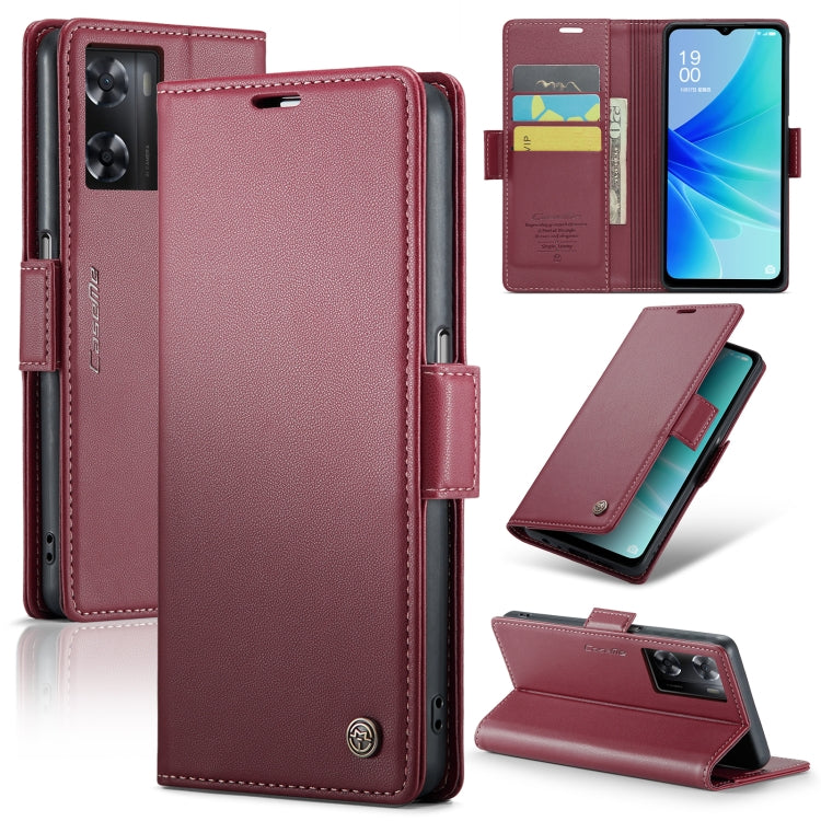 For OPPO A77 4G Global / A57e 4G CaseMe 023 Butterfly Buckle Litchi Texture RFID Anti-theft Leather Phone Case(Wine Red) - OPPO Cases by CaseMe | Online Shopping UK | buy2fix