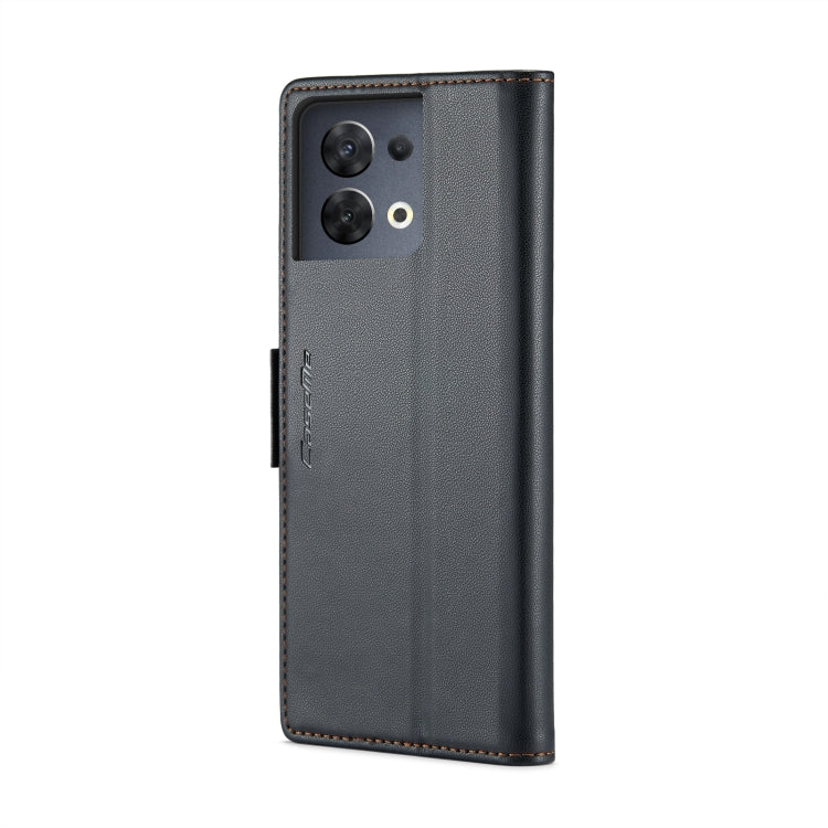 For OPPO Reno8 5G Global CaseMe 023 Butterfly Buckle Litchi Texture RFID Anti-theft Leather Phone Case(Black) - OPPO Cases by CaseMe | Online Shopping UK | buy2fix