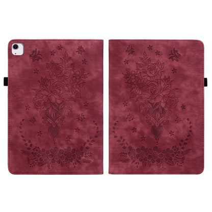 For iPad Air 11 2024 Butterfly Rose Embossed Leather Smart Tablet Case(Red) - iPad Air 11 2024 Cases by buy2fix | Online Shopping UK | buy2fix