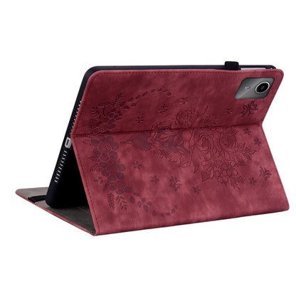 For Lenovo Tab M11/Xiaoxin Pad 11 2024 Butterfly Rose Embossed Leather Tablet Case(Red) - Lenovo by buy2fix | Online Shopping UK | buy2fix