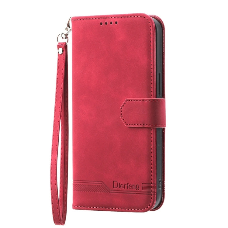 For Samsung Galaxy S24 5G Dierfeng Dream Line TPU + PU Leather Phone Case(Red) - Galaxy S24 5G Cases by buy2fix | Online Shopping UK | buy2fix