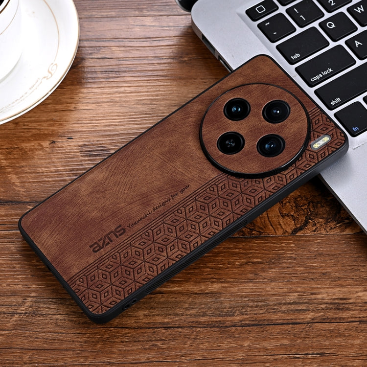 For vivo X100 AZNS 3D Embossed Skin Feel Phone Case(Brown) - X100 Cases by AZNS | Online Shopping UK | buy2fix