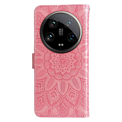 For Xiaomi 14 Ultra Embossed Sunflower Leather Phone Case(Rose Gold) - 14 Ultra Cases by buy2fix | Online Shopping UK | buy2fix