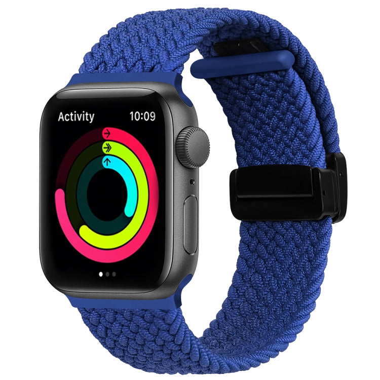 Magnetic Fold Clasp Woven Watch Band For Apple Watch 9 45mm(Blue) - Watch Bands by buy2fix | Online Shopping UK | buy2fix