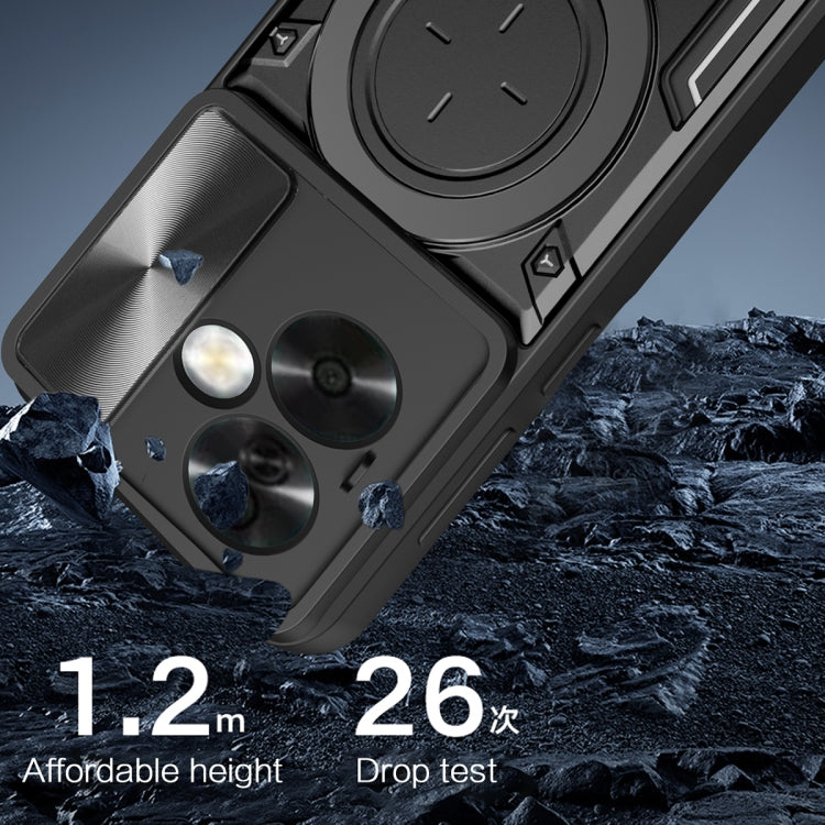For OPPO A79 5G Global CD Texture Sliding Camshield Magnetic Holder Phone Case(Blue) - OPPO Cases by buy2fix | Online Shopping UK | buy2fix