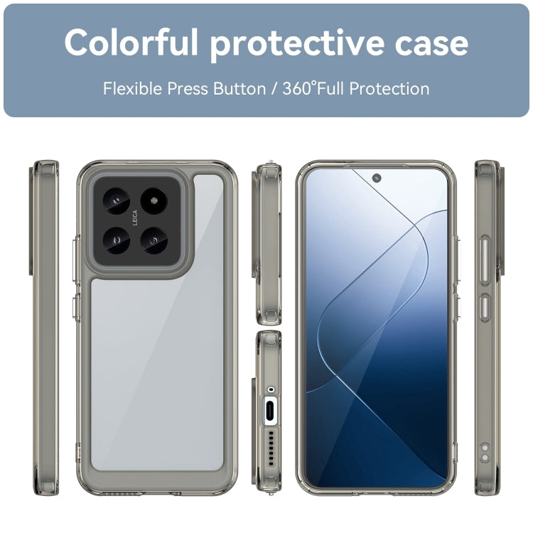 For Xiaomi 14 Pro Colorful Series Acrylic Hybrid TPU Phone Case(Transparent Grey) - 14 Pro Cases by buy2fix | Online Shopping UK | buy2fix