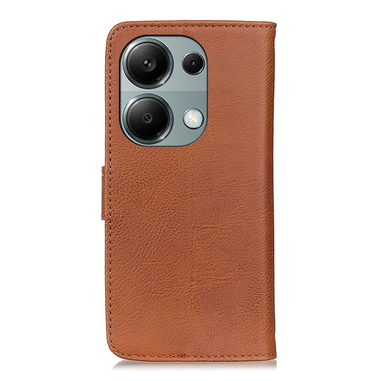 For Xiaomi Redmi Note 13 4G KHAZNEH Cowhide Texture Flip Leather Phone Case(Brown) - Note 13 Cases by buy2fix | Online Shopping UK | buy2fix