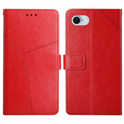 For iPhone SE 2024 HT01 Y-shaped Pattern Flip Leather Phone Case(Red) - More iPhone Cases by buy2fix | Online Shopping UK | buy2fix