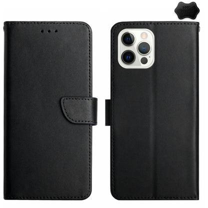 For iPhone 16 Pro Max Genuine Leather Fingerprint-proof Flip Phone Case(Black) - iPhone 16 Pro Max Cases by buy2fix | Online Shopping UK | buy2fix