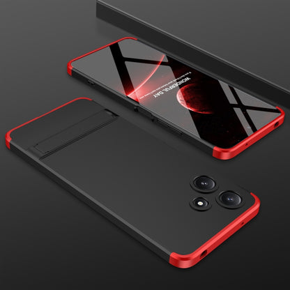 For Xiaomi Redmi 12 5G GKK Three Stage Splicing Full Coverage PC Phone Case with Stand(Black Red) - Xiaomi Cases by GKK | Online Shopping UK | buy2fix