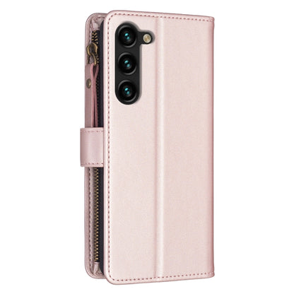 For Samsung Galaxy S24+ 5G 9 Card Slots Zipper Wallet Leather Flip Phone Case(Rose Gold) - Galaxy S24+ 5G Cases by buy2fix | Online Shopping UK | buy2fix