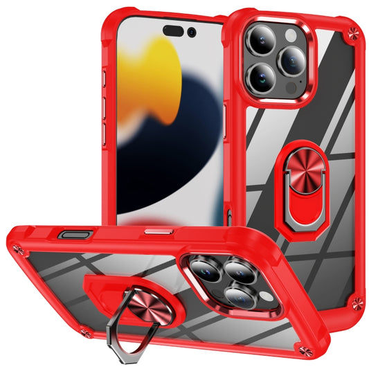 For iPhone 16 Pro TPU + PC Lens Protection Phone Case with Ring Holder(Red) - iPhone 16 Pro Cases by buy2fix | Online Shopping UK | buy2fix