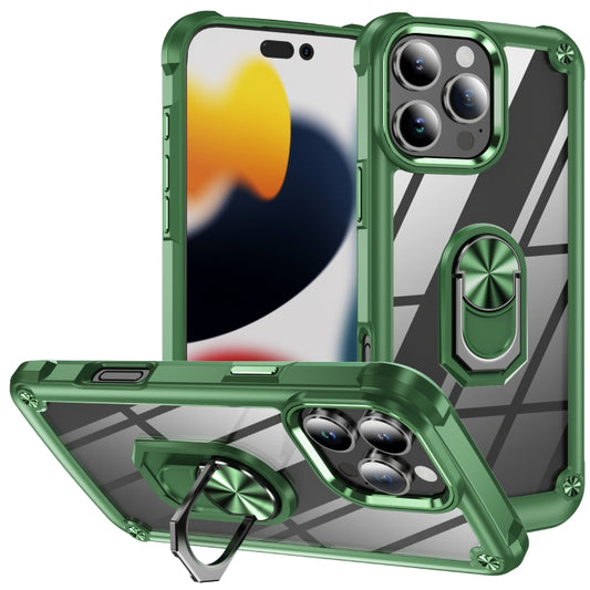 For iPhone 16 Pro TPU + PC Lens Protection Phone Case with Ring Holder(Green) - iPhone 16 Pro Cases by buy2fix | Online Shopping UK | buy2fix