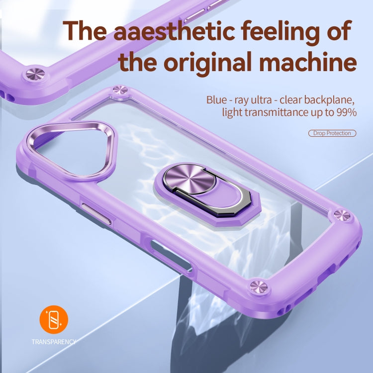 For iPhone 16 TPU + PC Lens Protection Phone Case with Ring Holder(Purple) - iPhone 16 Cases by buy2fix | Online Shopping UK | buy2fix