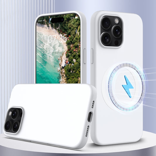 For iPhone 16 Pro Max Shockproof Silicone Magsafe Phone Case(White) - iPhone 16 Pro Max Cases by buy2fix | Online Shopping UK | buy2fix