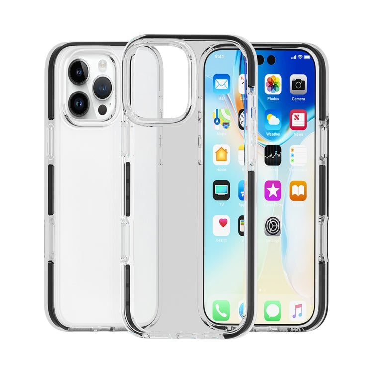 For iPhone 16 Pro Max Two-color Shockproof High Transparency TPU Phone Case(Black) - iPhone 16 Pro Max Cases by buy2fix | Online Shopping UK | buy2fix