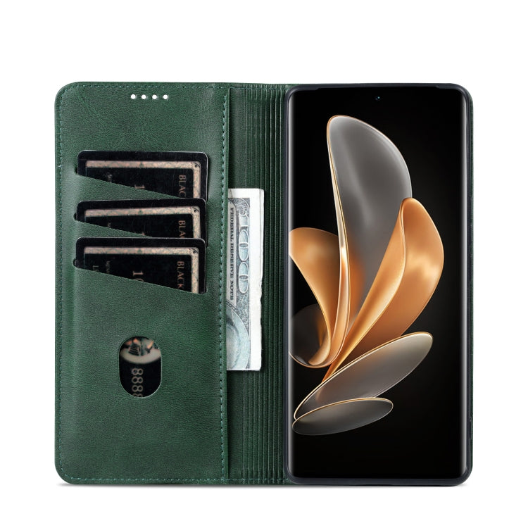 For Xiaomi 14 Ultra AZNS Magnetic Calf Texture Flip Leather Phone Case(Dark Green) - 14 Ultra Cases by AZNS | Online Shopping UK | buy2fix